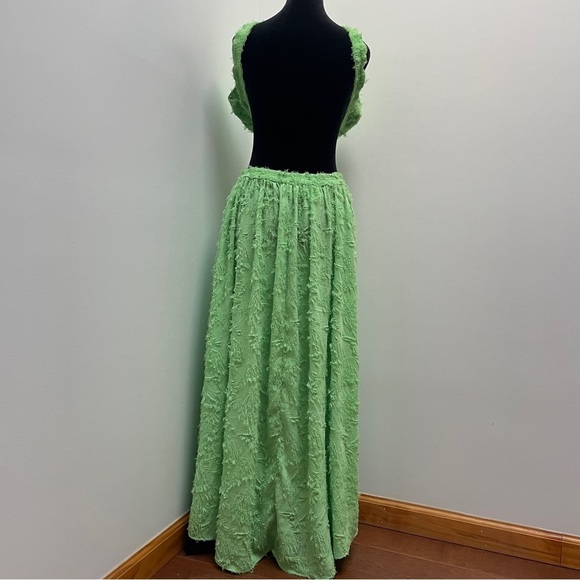 Cult Gaia- Theia Cutout Backless Maxi Dress Green Textured Size Large Vacation - Picture 12 of 16